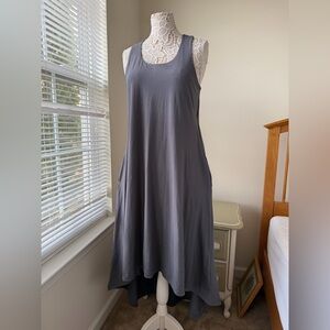 EUC Rae Mode Athleisure Racerback Maxi Dress High Low Size Large Gray Sporty